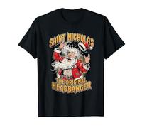 Saint Nicholas Headbanger Heavy Metal Christmas Value Graphic T-Shirt