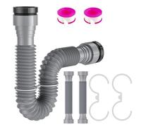 SAINT NIEVE 2 Pack Expandable Flexible 1 1/2" or 1 1/4" P-Trap Pipe for Single Kitchen Sink, Drain Pipe Kit with Adapter Seal Ring, for Kitchen Sink Drainage and Garbage Disposal (Gray)