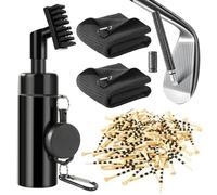 SAINT NIEVE Golf Club Cleaner Brush with 5oz Water Bottle, 8.3“ Leak-Proof Design, 2 Towels & 100 Bamboo Golf Tees - Golf Accessories for Men & Women