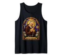 Saint Padre Pio Catholic Devotional Gothic Mosaic Icon Art Tank Top