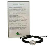 Saint Padre Pio Woven Medal Charm Bracelet with Prayer to St. Padre Pio Holy Card | Great Catholic Gift for First Holy Communion and Confirmation | Made in Italy