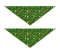 Saint Patrick Day Green Clover Pattern 2 Pack Dog Grooming Bandanas Bulk Dog Breed Bib Pet Accessories for Dogs Cats