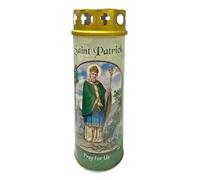 Saint Patrick Pillar Candle and Windproof Cap and Prayer with 68 Hour Burn Time Religious Saint Patrick's Day 9367