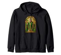 Saint Patrick Shamrock Bishop Sacred Irish Icon Art Faith Zip Hoodie