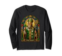 Saint Patrick Shamrock Cathedral Mosaic Sacred Icon Art Long Sleeve T-Shirt