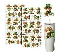 Saint Patrick Sticker, Festive Cute Reusable Green Party Decoration, Shamrock Cow Transfer Sticker, for Notebook, Water Bottle, Diary, Scrapbook, Window, Greeting Cards