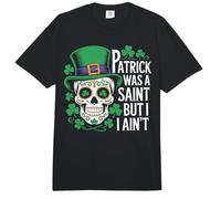Saint Patrick was a Saint but I Ain't Sugar Skull Shamrock Comfort Colors Adult Heavyweight T-Shirt