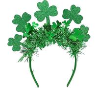 Saint Patrick's Day Clover Leaf Head Bopper - Green Glittery Hair Accessory for Party, One Size Fits Most