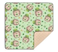 Saint Patricks Day Cute Hedgehog Baby Play Mat for Floor, 50x50 inch Playpen Mat,Thicken Soft Non-Slip Tummy Time Mat for Toddlers and Infants