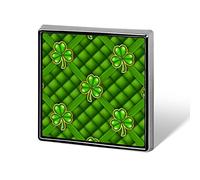 Saint Patrick's Day Lucky Green Shamrock Clover Four Leaf Checker Square Badge Smooth Surface Lapel Tie Pin, Lightweight Badge for Women Men Office Worker Nurse Teacher Student Shirts Backpack
