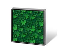 Saint Patrick's Day Lucky Shamrock Clover Green Four Leaf Checker Square Badge Smooth Surface Lapel Tie Pin, Lightweight Badge for Women Men Office Worker Nurse Teacher Student Shirts Backpack