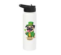 Saint Patrick's Day Pug Stainless Steel Insulated Water Bottle