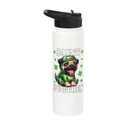 Saint Patricks Day Pug T-Rex Pugtrex Day Dinosaur Pug Stainless Steel Insulated Water Bottle
