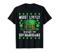 Saint Patricks Day Shamrock Shenanigans Green Hat Men Women T-Shirt