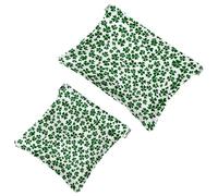 Saint Patricks Day Shamrocks Lucky Green Clover Pocket Cosmetic Bag, Waterproof Squeeze Makeup Bag No Zipper Self-Closing, Portable Mini Travel Storage for Headphones Jewelry