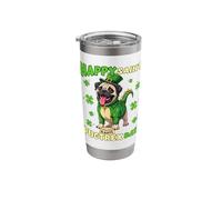 Saint Patricks Day T-Rex Pugtrex Pug Stainless Steel Insulated Tumbler