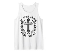 Saint Peregrine Pray for Us Catholic Cross Religious Tank Top