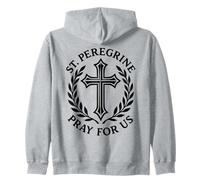 Saint Peregrine Pray For Us Catholic Cross Religious Zip Hoodie