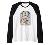 Saint Peter Stained Glass Design Christian Apostle Art Raglan Baseball Tee