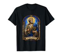 Saint Peter Stained Glass Design Christian Apostle Art T-Shirt