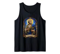 Saint Peter Stained Glass Design Christian Apostle Art Tank Top
