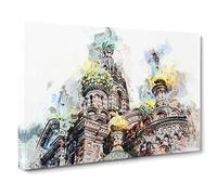 Saint Petersburg Cathedral In Russia Canvas Print | Gallery Wrapped 30mm Frame Wall Art | 20x14 inches | Ready to Hang | Abstract Cityscape Picture | Living Room Bedroom Lounge Office