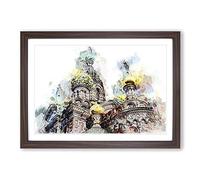 Saint Petersburg Cathedral in Russia in Abstract Framed Print | A2 Walnut Framed Wall Art | Ready to Hang | Abstract Cityscape Picture | Living Room Bedroom Lounge Office