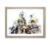 Saint Petersburg Cathedral In Russia In Abstract Modern Art Framed Print | A4 Oak Framed Wall Art | Ready to Hang | Abstract Cityscape Picture | Living Room Bedroom Lounge Office