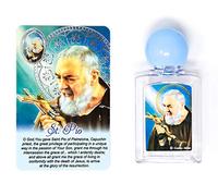 Saint Pio Holy Water Bottle Filled with Blessed Lourdes Water & Lourdes Prayer Card.