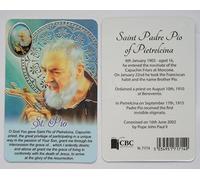 Saint Pio Prayer Card with Resin Drop Picture Medal