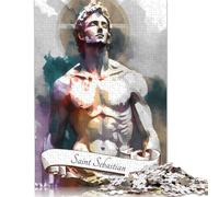 Saint Sebastian Christian Jigsaw Puzzles 1000 Pieces Jigsaw Creative Rectangular Large Family Puzzle Game Artwork for Adults 1000pcs (38x26cm)