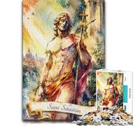 Saint Sebastian Watercolor Art Wooden Jigsaw Puzzle, Gift for Adults