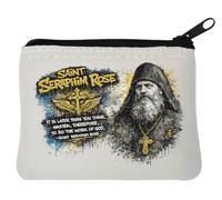 Saint Seraphim Rose Inspiration Neoprene Coin Purse Pouch 10x11cm White