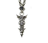 Saint St Benedict of Nursia Patron Against Angel Evil Key Pendant Necklace for Men, Jewelry, Angel Key, 21.7inch Chain