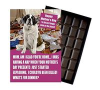 Saint St Bernard Mother's Day Gift Silly Present for Mum Mummy Card for Dog Lovers and Owners 100 Gram Funny Boxed Belgian Milk Chocolate Greeting Bar For Mom