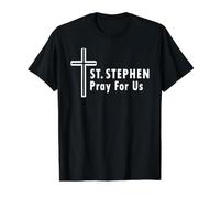 Saint Stephen Pray for Us Protomartyr Confirmations Value Graphic T-Shirt, Men, Black, M
