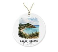 Saint Thomas Ornament - The Caribbean - Travel Christmas Ornament - Saint Thomas Souvenir - Ceramic Christmas Decor - Xmas Decor Printed on Both Sides