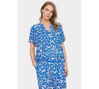 Saint Tropez Agnes Short Sleeve V-Notch Neck Blouse Blue Print