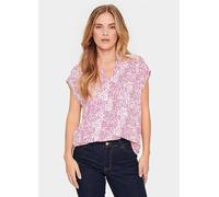 Saint Tropez Dacia Notch Neck Short Sleeve Blouse Fandango Print