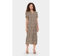 Saint Tropez Edasz Short Sleeve Leopard Midi Dress Leopard Print In Natural Natural M