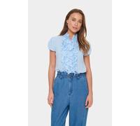 Saint Tropez Elli Short Sleeve Ruffles Blouse In Baby Blue Baby Blue S