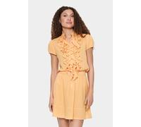 Saint Tropez Women's Elli Short Sleeve Ruffles Blouse in Peach | Size: Medium Saint Tropez Peach M