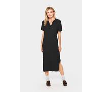 Saint Tropez Fumiko Short Sleeve Knit Collar Dress In Charcoal Charcoal M