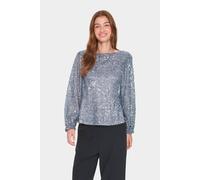 Saint Tropez Hinnasz Sequins Long Sleeve Blouse In Metallic Silver Metallic Silver XXL