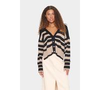 Saint Tropez Inettesz V-Neck Buttons Cropped Cardigan Striped In Black Black XS