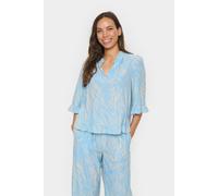 Saint Tropez Jessicasz V-Notch Frill Blouse In Baby Blue Baby Blue S