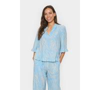 Saint Tropez Jessicasz V-Notch Frill Blouse In Blue Blue L