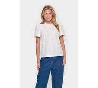 Saint Tropez Jovitasz High Neck Short Sleeve Blouse In Warm White Warm White XL