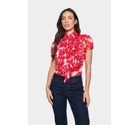 Saint Tropez Women's Lilja Short Sleeve Ruffle Detail Shirt in Red | Size: Large Saint Tropez Red L
