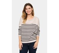 Saint Tropez - Mila Roundneck Pullover In Gray Morn Mila Stripe - M